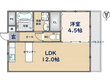美鈴マンション(1LDK/3階)の間取り写真