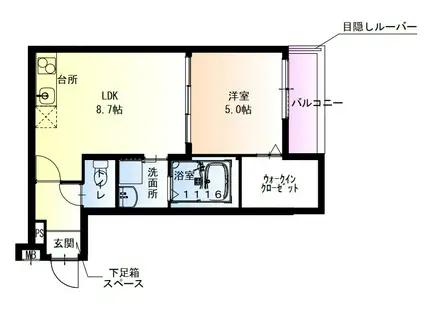 フジパレス瓜生堂Ⅲ番館(1LDK/2階)の間取り写真