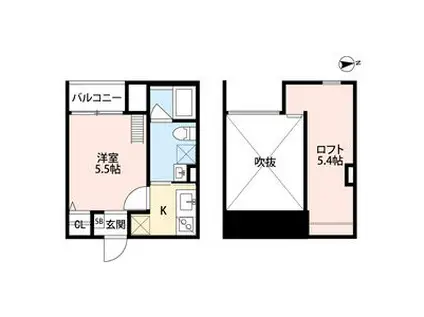 花園本町テラス(1K/2階)の間取り写真