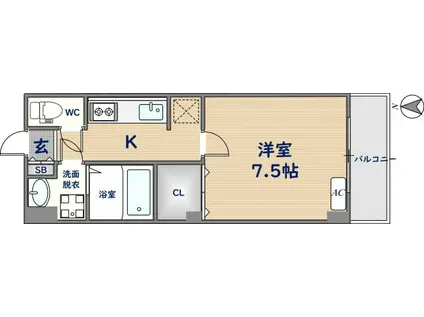 ピアチェーレC(1K/2階)の間取り写真