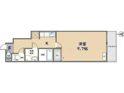 アーク島之内(1K/1階)の間取り写真