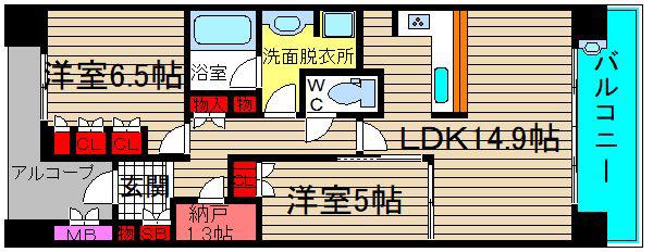 ジオ新町(2SLDK/12階)の間取り写真