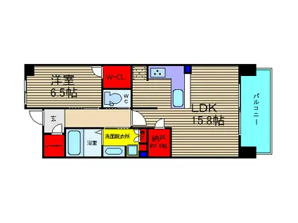 なんばセントラルプラザリバーガーデン(1LDK/5階)の間取り写真