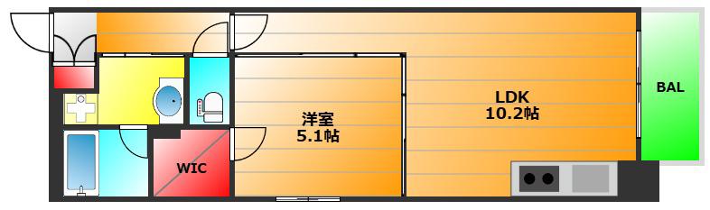 コンソラーレ桜川5(1LDK/3階)の間取り写真