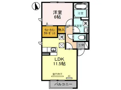 プル—リオン F(1LDK/1階)の間取り写真