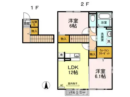 妙高はねうまライン 高田駅(新潟) 徒歩39分 2階建 築9年(2LDK/2階)の間取り写真