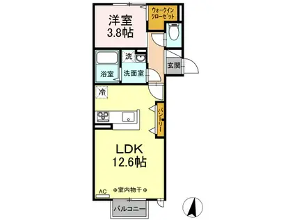 メゾン ド ポム(1LDK/2階)の間取り写真