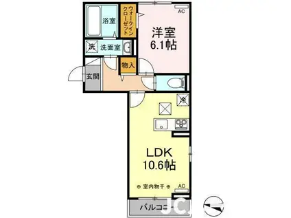 レーベン(1LDK/2階)の間取り写真