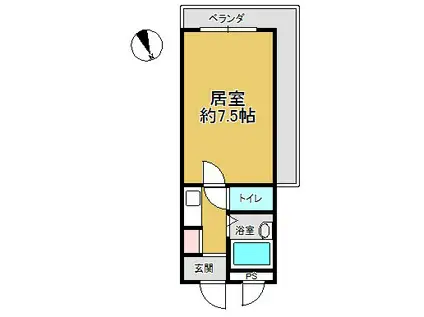 阪和線 日根野駅 徒歩3分 5階建 築30年(1K/3階)の間取り写真