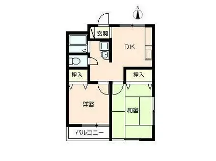 プラスワン(2DK/1階)の間取り写真