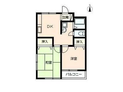 プラスワン(2DK/2階)の間取り写真