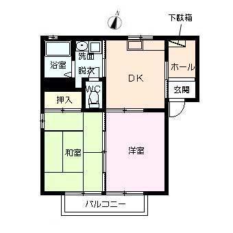 メゾンYOU Ⅲ号棟(2DK/1階)の間取り写真