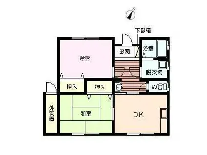 山陰本線 荘原駅 徒歩12分 1階建 築21年(2DK/1階)の間取り写真