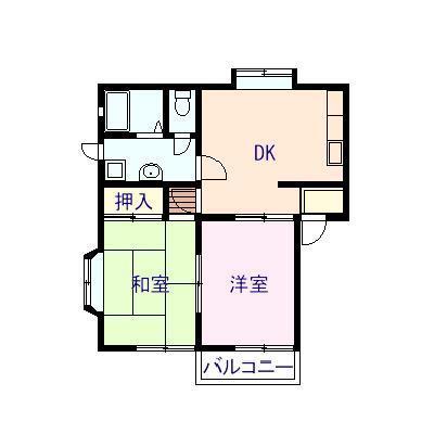 パティオグランデキタムラⅠ(2DK/1階)の間取り写真