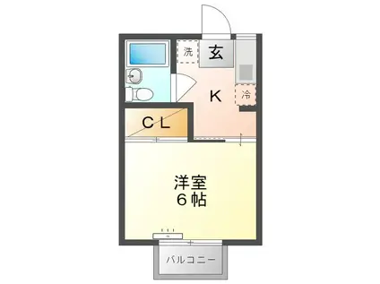 山陽本線 高島駅(岡山) 徒歩19分 2階建 築41年(1K/1階)の間取り写真