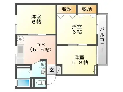 シートピア(3K/1階)の間取り写真