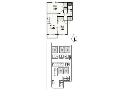 メゾンラフィネすずらん(2LDK/2階)の間取り写真