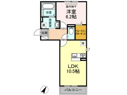 宇野線 備前西市駅 徒歩7分 3階建 築10年(1LDK/2階)の間取り写真