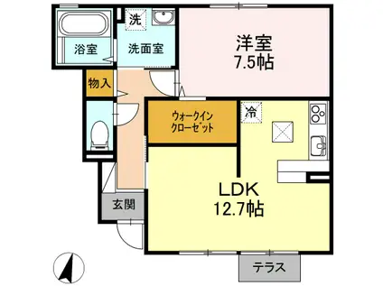 ウィステリア平福(1LDK/1階)の間取り写真