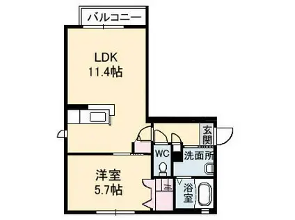 シャーメゾンフェリス 弐番館(1LDK/1階)の間取り写真