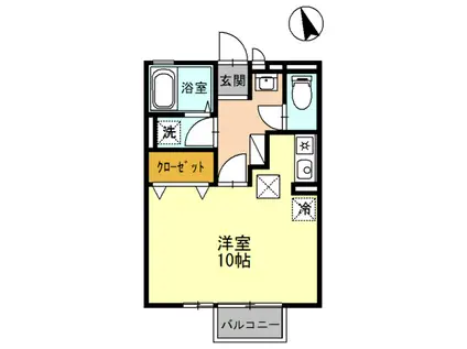カルチェ出屋敷(ワンルーム/1階)の間取り写真