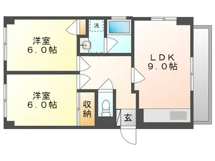 グランデュール東古松(2LDK/6階)の間取り写真