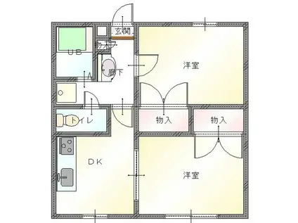 パルフィオーレF(2DK/1階)の間取り写真