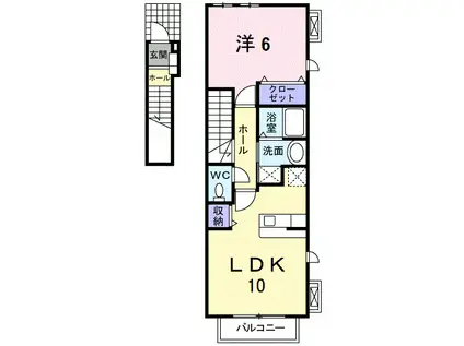 セレーノふくい弐番館(1LDK/2階)の間取り写真