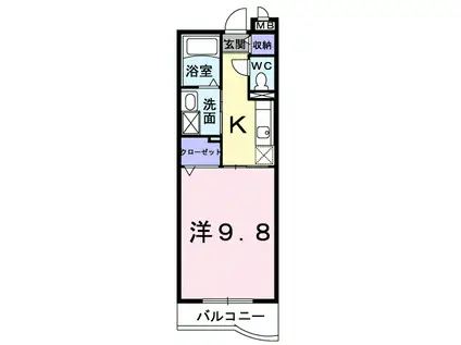 ハーモニー21(1K/1階)の間取り写真