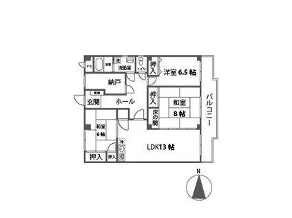フラット新屋敷(3SLDK/2階)の間取り写真