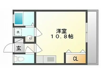りんごの木Ⅰ棟(ワンルーム/2階)の間取り写真