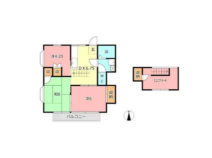 コスモハイツ(3DK/2階)の間取り写真