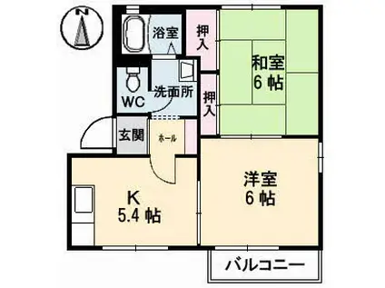 マーガレットハイツ(2K/2階)の間取り写真