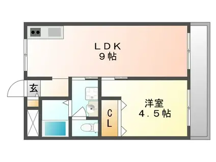 コーポ平福(1LDK/3階)の間取り写真