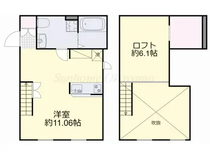 プリマガーデン岡山 弐番館(ワンルーム/2階)の間取り写真