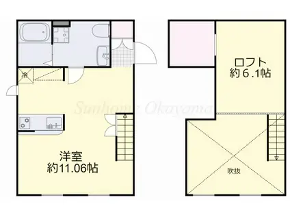 プリマガーデン岡山 壱番館(ワンルーム/1階)の間取り写真