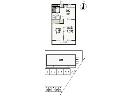 ディアトレス下中野(2DK/3階)の間取り写真