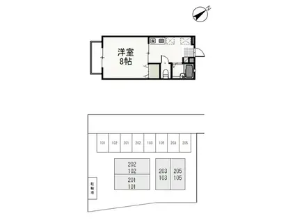 コーポさとうⅡ(1K/2階)の間取り写真