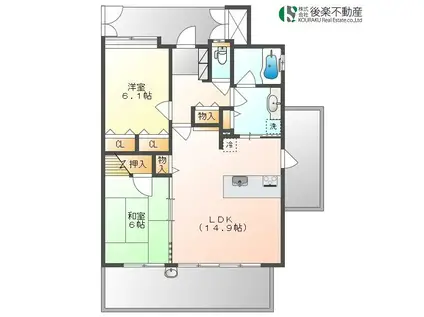 シーズンコート青江(3LDK/1階)の間取り写真