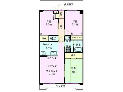 ACT-3(3LDK/1階)の間取り写真