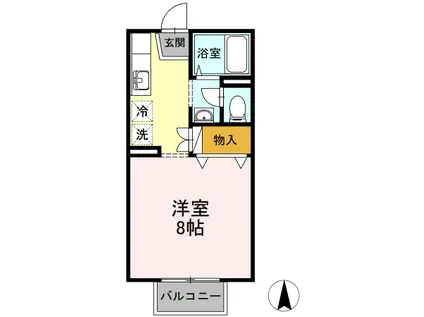 セジュール野殿(1K/2階)の間取り写真