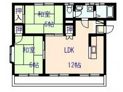 シティハウスかあむ(2LDK/3階)の間取り写真