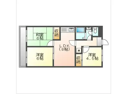 エクシードY(2LDK/2階)の間取り写真