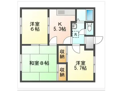 エンジェルパレスⅡ棟(3K/1階)の間取り写真