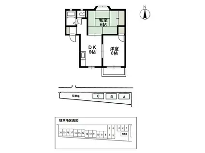 サンライズ平野 C(2DK/2階)の間取り写真