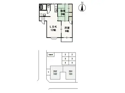 ベェルエポック今(2LDK/2階)の間取り写真