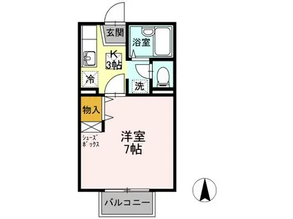 ナウ・ビラージュ(1K/1階)の間取り写真