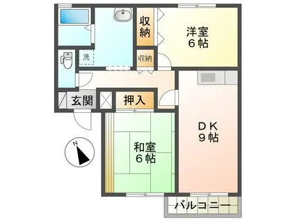 エレガンテSATOH(2DK/2階)の間取り写真