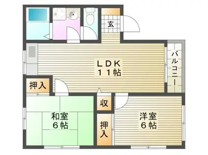 パストラル浦安(2LDK/2階)の間取り写真