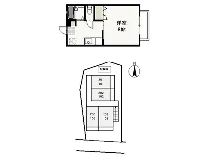 サン・エスポアール(1K/2階)の間取り写真